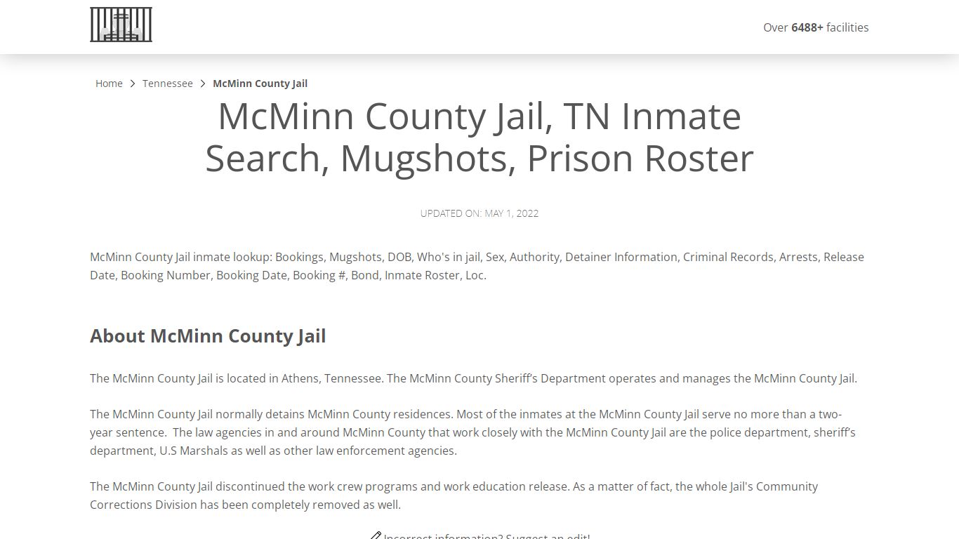 McMinn County Jail, TN Inmate Search, Mugshots, Prison ...